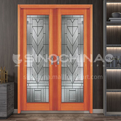 North American Walnut Log Door Solid Wood Door Double Opening Door Outdoor Wooden Door 8